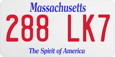 MA license plate 288LK7