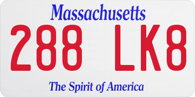 MA license plate 288LK8
