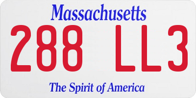 MA license plate 288LL3