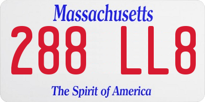 MA license plate 288LL8