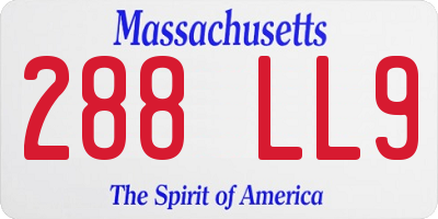 MA license plate 288LL9