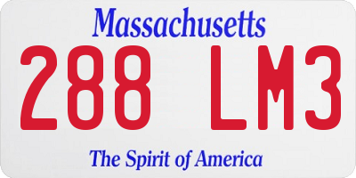 MA license plate 288LM3