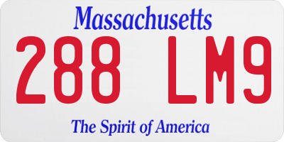 MA license plate 288LM9