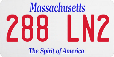 MA license plate 288LN2