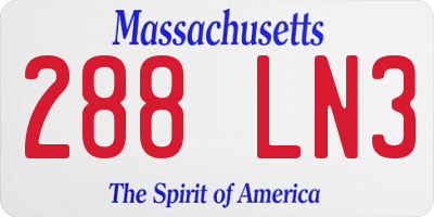 MA license plate 288LN3