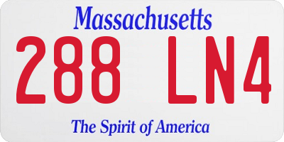 MA license plate 288LN4