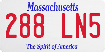 MA license plate 288LN5