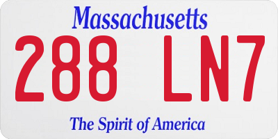MA license plate 288LN7