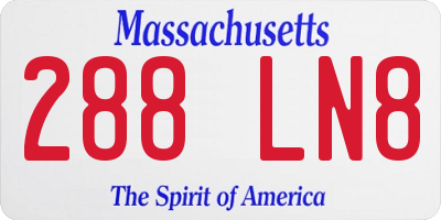 MA license plate 288LN8