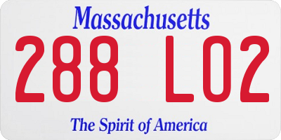 MA license plate 288LO2