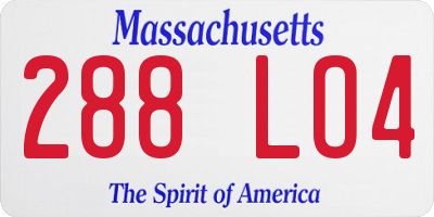 MA license plate 288LO4