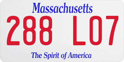 MA license plate 288LO7