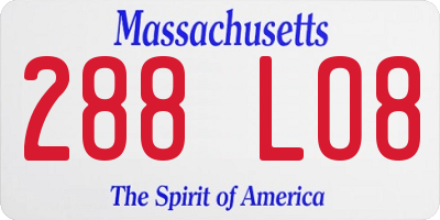 MA license plate 288LO8