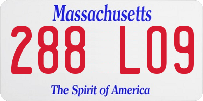 MA license plate 288LO9