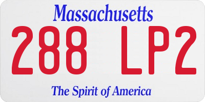 MA license plate 288LP2