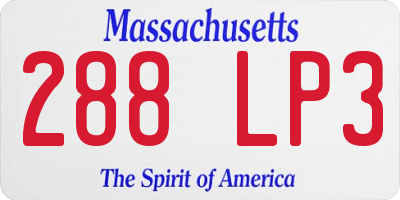 MA license plate 288LP3