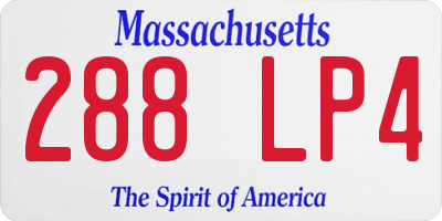 MA license plate 288LP4