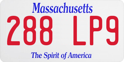 MA license plate 288LP9