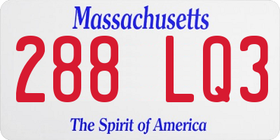 MA license plate 288LQ3