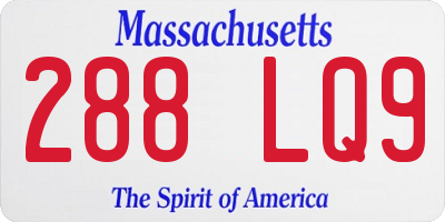 MA license plate 288LQ9