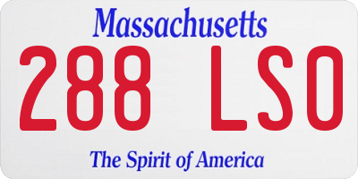MA license plate 288LS0