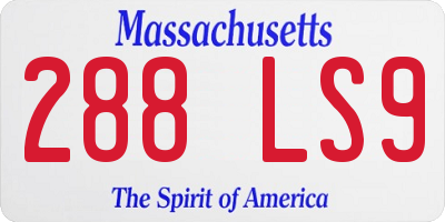 MA license plate 288LS9