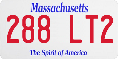 MA license plate 288LT2