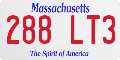 MA license plate 288LT3