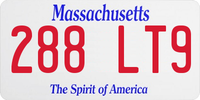 MA license plate 288LT9