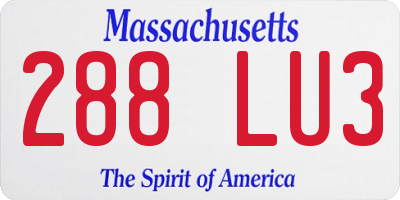 MA license plate 288LU3