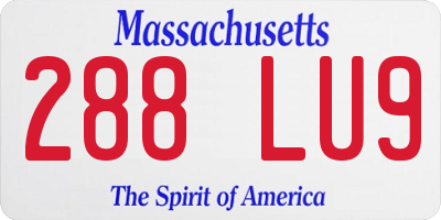 MA license plate 288LU9