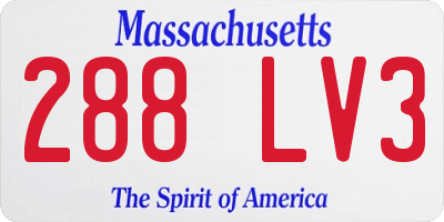 MA license plate 288LV3