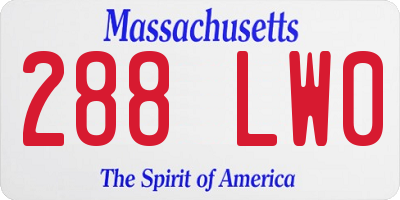 MA license plate 288LW0