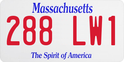 MA license plate 288LW1