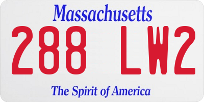 MA license plate 288LW2