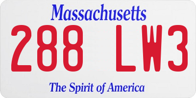 MA license plate 288LW3