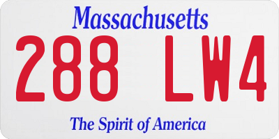 MA license plate 288LW4