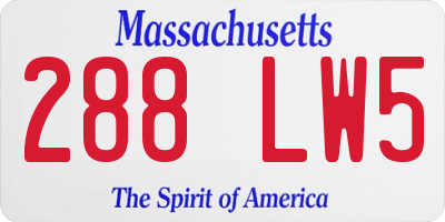 MA license plate 288LW5