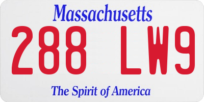 MA license plate 288LW9