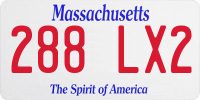 MA license plate 288LX2