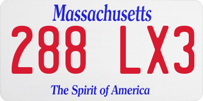 MA license plate 288LX3