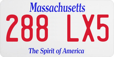 MA license plate 288LX5