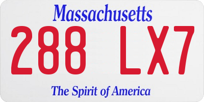 MA license plate 288LX7