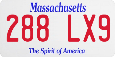 MA license plate 288LX9