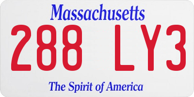 MA license plate 288LY3