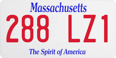 MA license plate 288LZ1