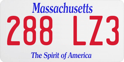 MA license plate 288LZ3