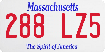 MA license plate 288LZ5