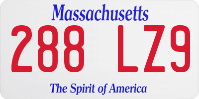 MA license plate 288LZ9