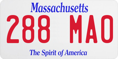 MA license plate 288MA0